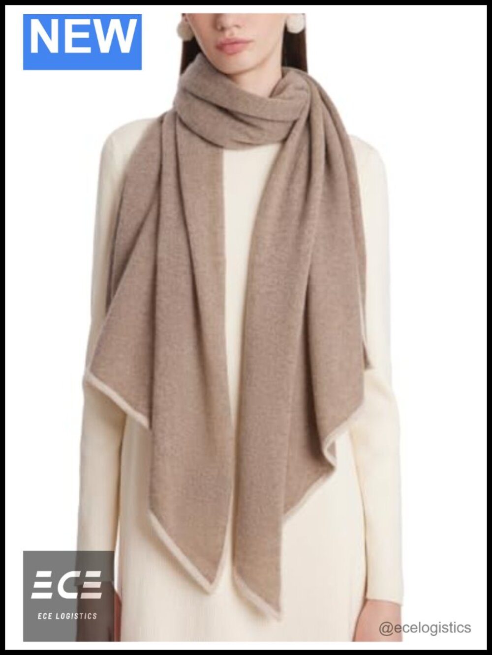100% Pure Cashmere Scarf Parallelogram Cut Lightweight Warm Wrap